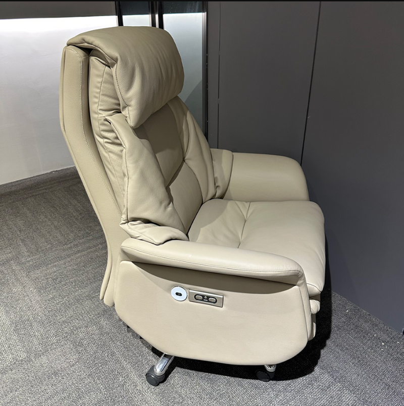 Luxury Genuine Leather High Back Adjustable Height Swivel Office Chair