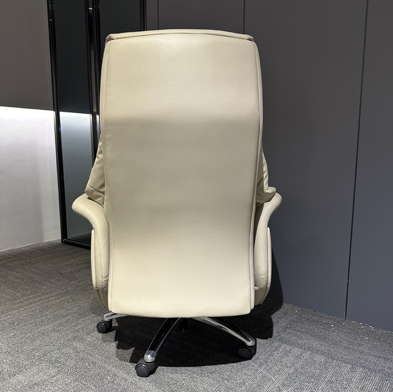 Luxury Genuine Leather High Back Adjustable Height Swivel Office Chair