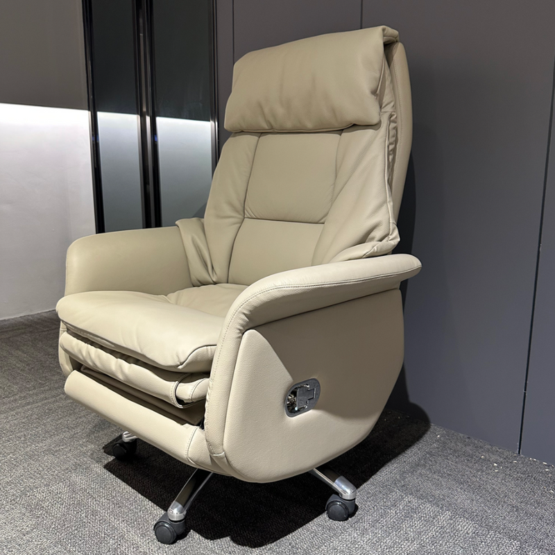 Luxury Genuine Leather High Back Adjustable Height Swivel Office Chair