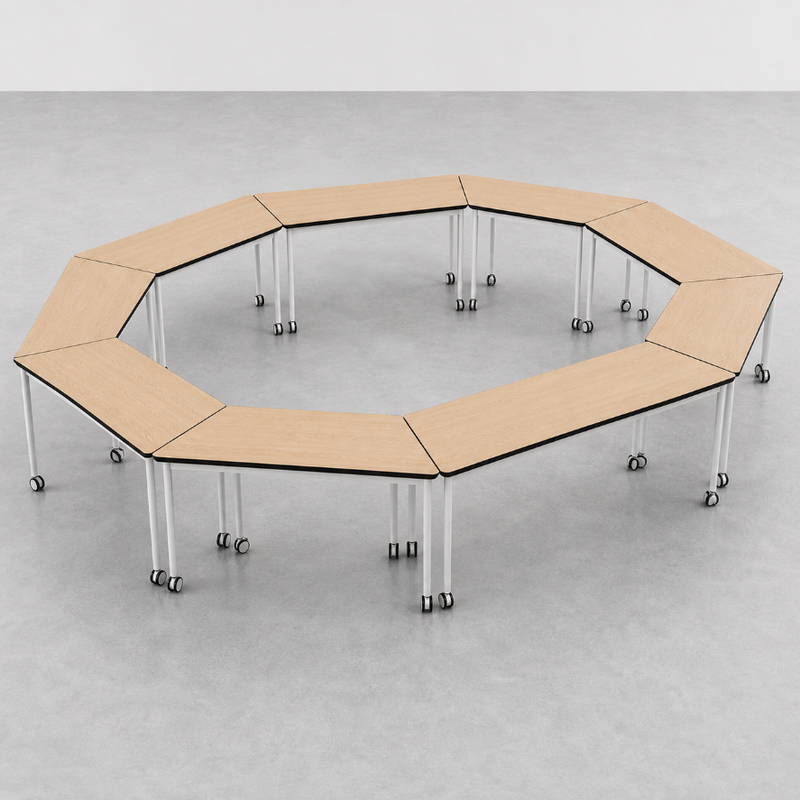 Modular Conference Table with Wheels Metal Frame Office Training Room Table