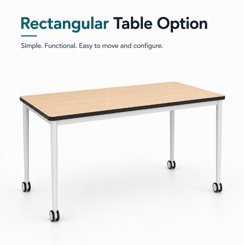 Modular Conference Table with Wheels Metal Frame Office Training Room Table
