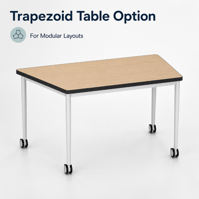 Modular Conference Table with Wheels Metal Frame Office Training Room Table