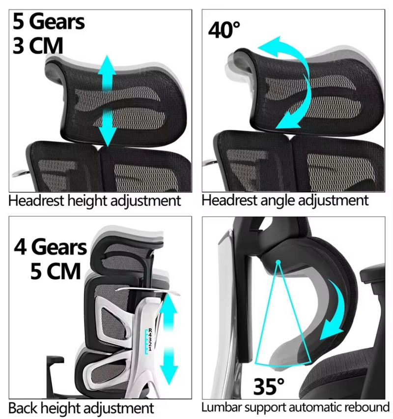 High-End Ergonomic Office Chair Contemporary Design 7D Armrest Adjustable High Back Mesh Chair