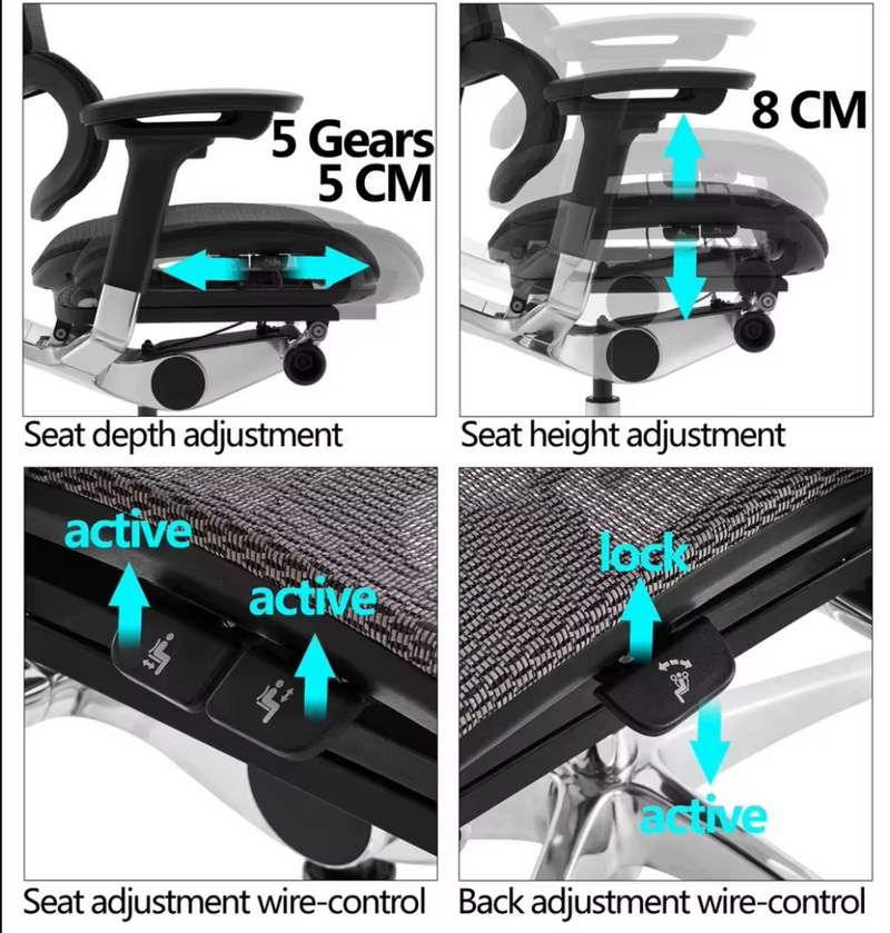 High-End Ergonomic Office Chair Contemporary Design 7D Armrest Adjustable High Back Mesh Chair